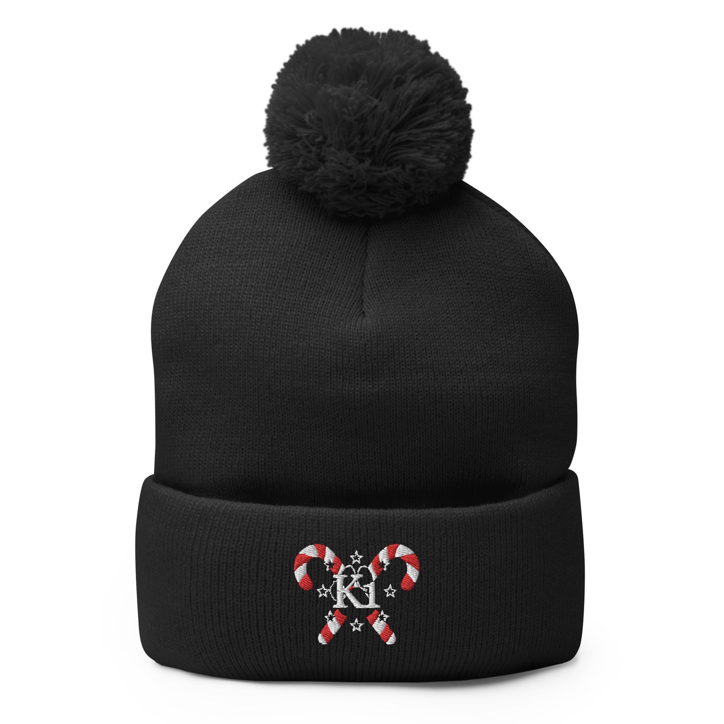 K1 Candy Cane Pom-Pom Beanie