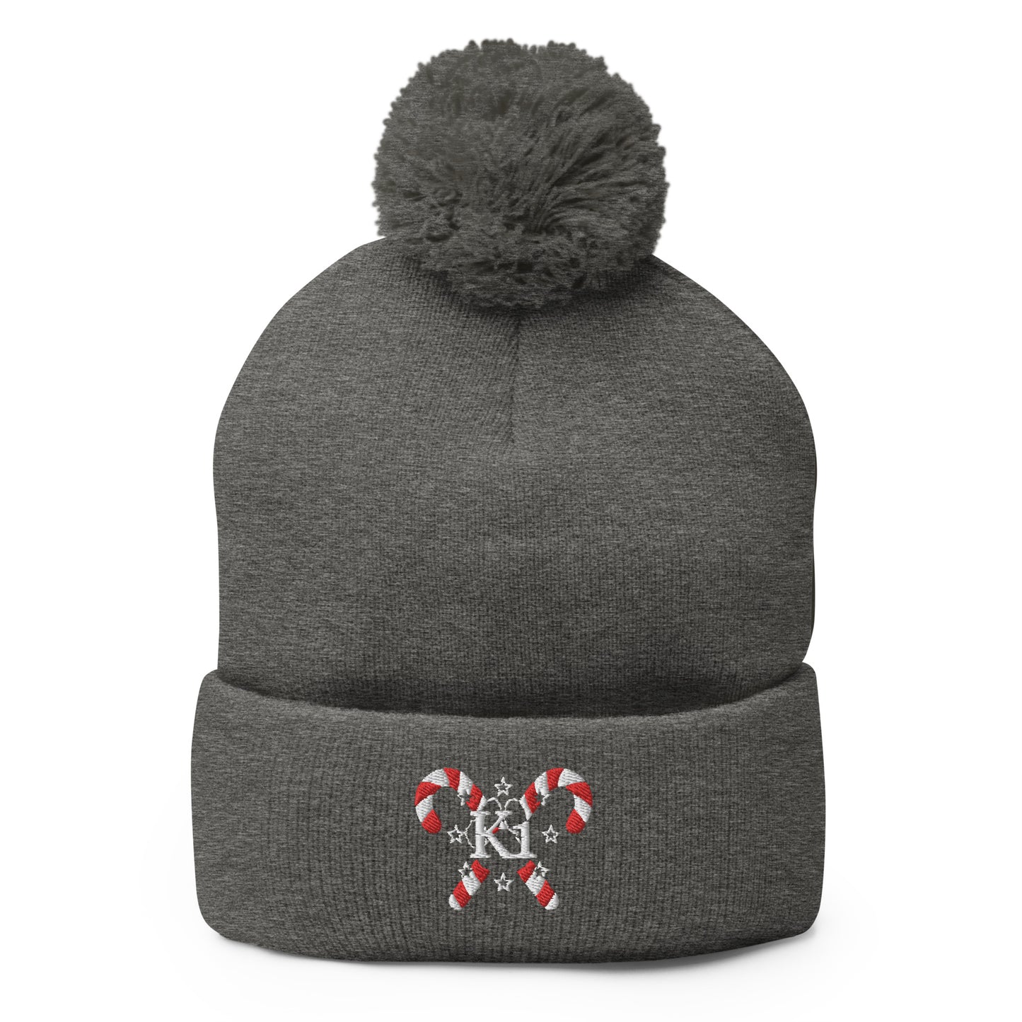 K1 Candy Cane Pom-Pom Beanie