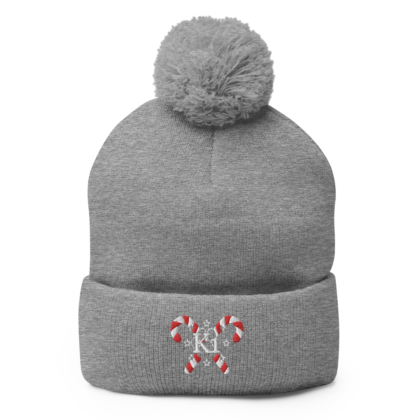 K1 Candy Cane Pom-Pom Beanie